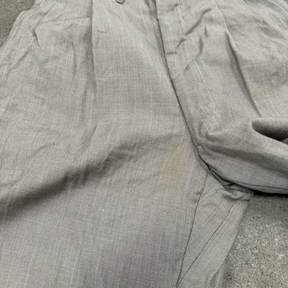 VINTAGE 50s WOOL ROCKABILLY BEIGE RELAXED PLEATED TALON ZIP TROUSERS PANTS 29x27